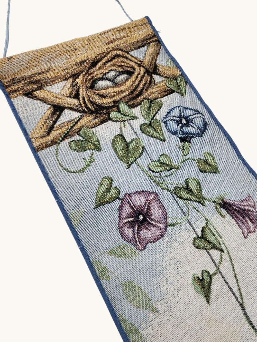 Spring Bird Nest Bell Pull • Tapestry Wall Hanging • 41.5